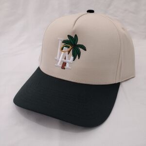 LA Palm Tree Snapback Hat Brand New Forrest Green And Cream Colors